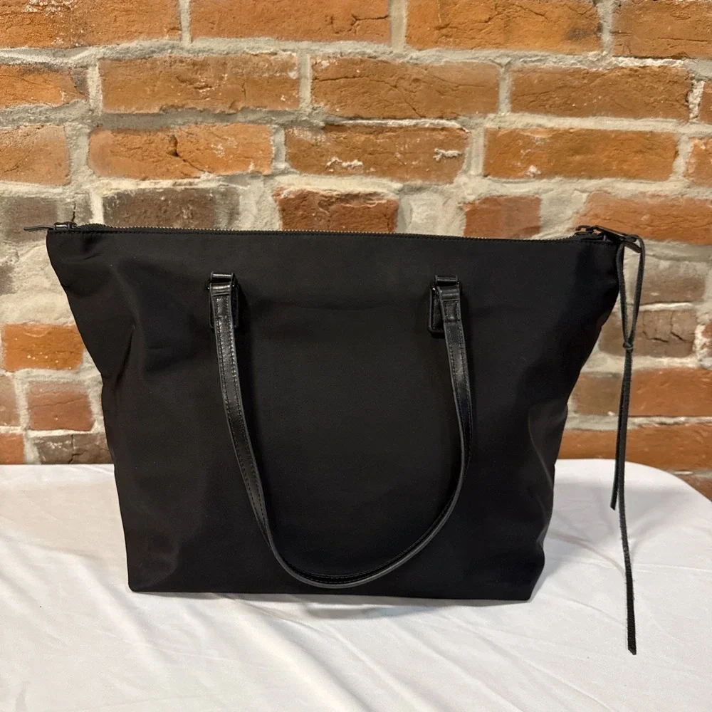 Rebecca Minkoff Black Shoulder Bag‎ Ez Nylon & Saffiano Leather Tote